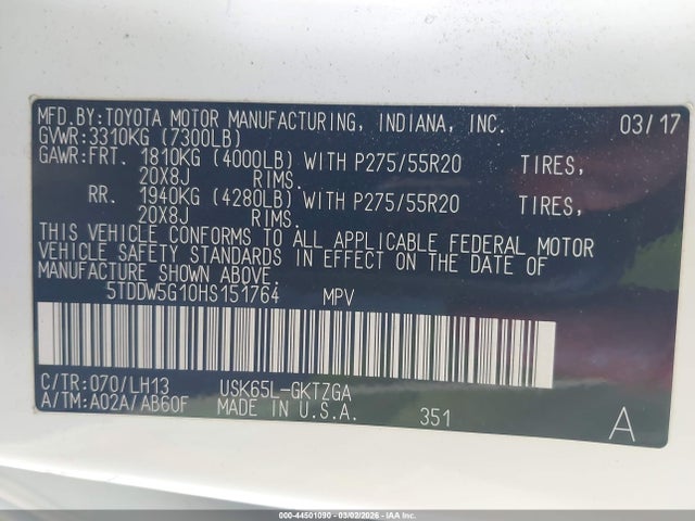 Toyota Sequoia Platinum 2017 5TDDW5G10HS151764 Image 9