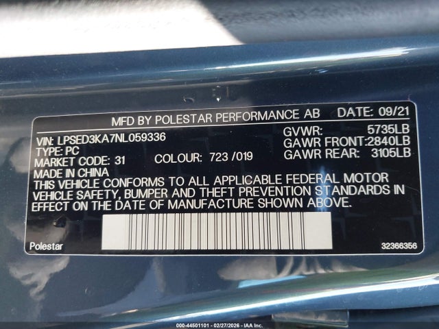 Polestar 2 Long Range Dual Motor 2022 LPSED3KA7NL059336 Image 9