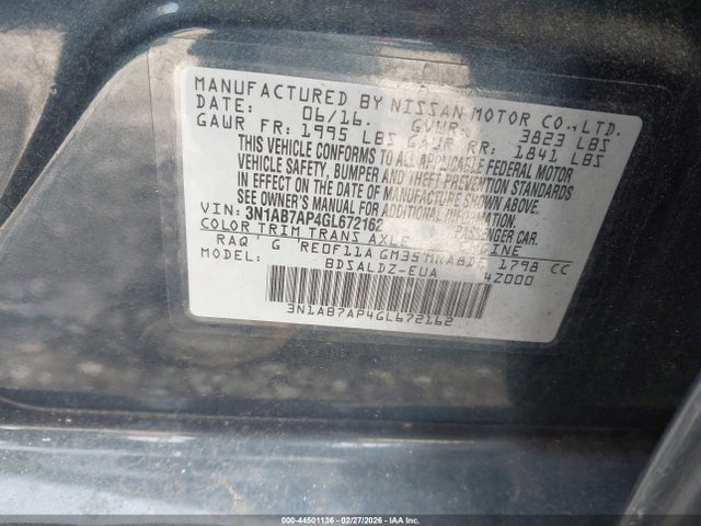 3N1AB7AP4GL672162 Nissan SENTRA SV