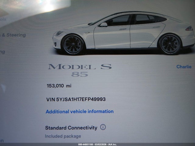 Продаж на аукціоні авто 2014 Tesla Model S P85, vin: 5YJSA1H17EFP49993, номер лоту: 44501188