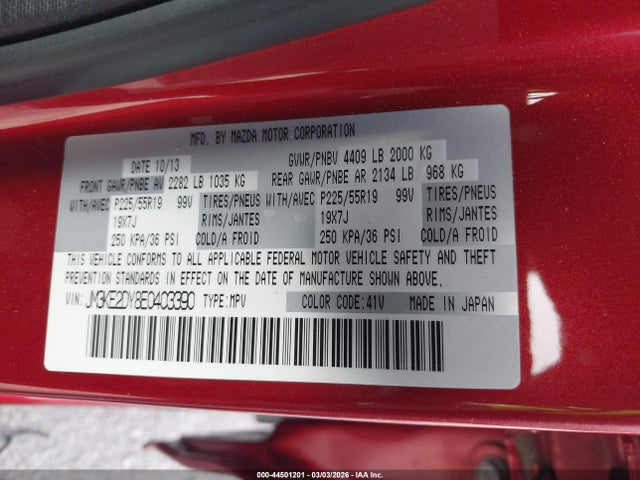 Продажа на аукционе авто 2014 Mazda Cx-5 Grand Touring, vin: JM3KE2DY8E0403390, номер лота: 44501201
