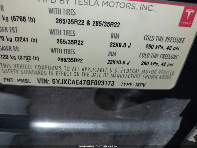 2016 TESLA MODEL X 5YJXCAE47GF003173 Photo 8