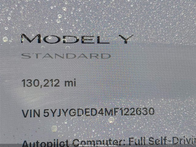 5YJYGDED4MF122630 Tesla Model Y Standard Range Rear-wheel Drive