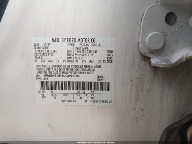 2020 FORD EXPLORER 1FMSK8DH1LGA91708 Photo 8