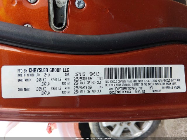 Dodge Journey Sxt 2014 3C4PDCBB9ET227345 Image 9