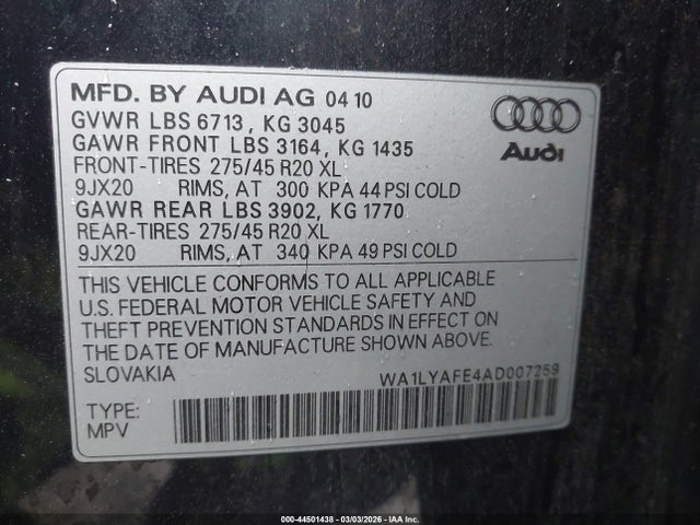 2010 AUDI Q7 WA1LYAFE4AD007259 Photo 8