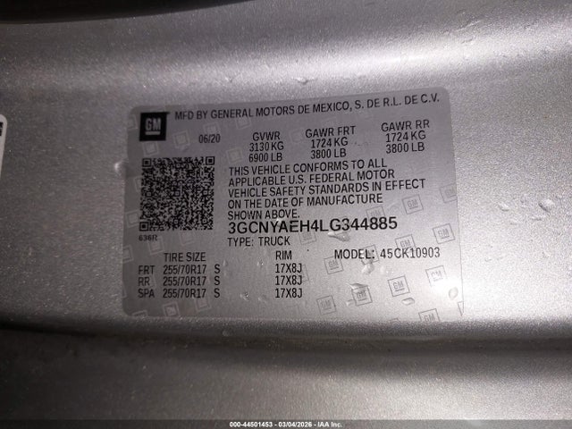 2020 CHEVROLET SILVERADO 1500 3GCNYAEH4LG344885 Photo 8