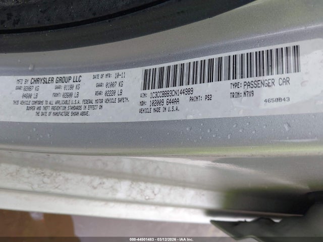 Продаж на аукціоні авто 2012 Chrysler 200 Touring, vin: 1C3CCBBB3CN144989, номер лоту: 44501483
