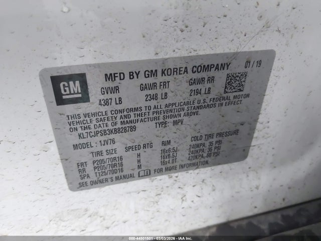 2019 CHEVROLET TRAX KL7CJPSB3KB828789 Photo 8