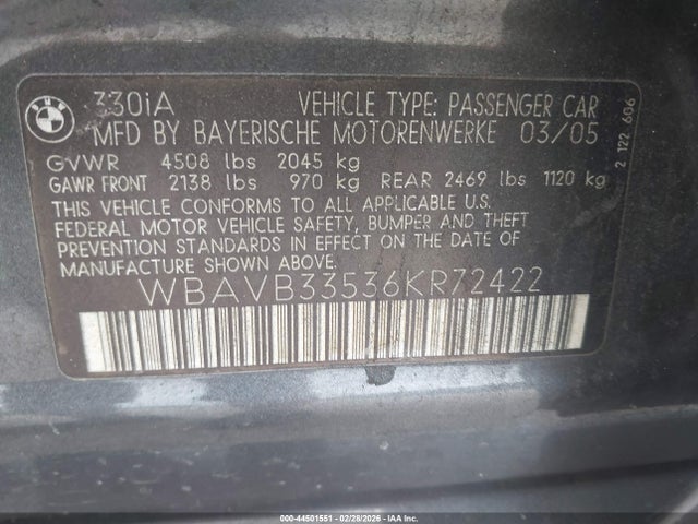 2006 BMW 330I WBAVB33536KR72422 Photo 8