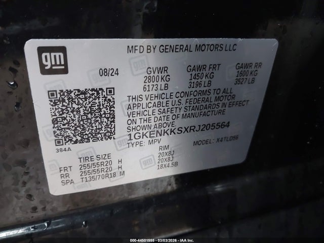 Aukcja sprzedaży 2024 Gmc Acadia Fwd Elevation, vin: 1GKENKKSXRJ205564, numer aukcji: 44501555