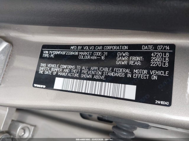 2015 VOLVO S60 YV126MFK6F2338498 Photo 8