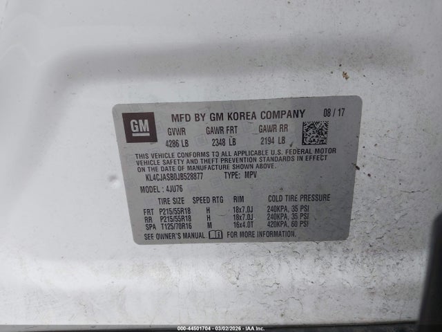Продажа на аукционе авто 2018 Buick Encore Preferred, vin: KL4CJASB0JB528877, номер лота: 44501704
