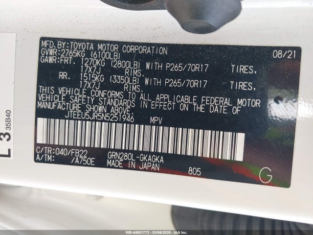 JTEEU5JR5N5251946 Toyota 4RUNNER SR5