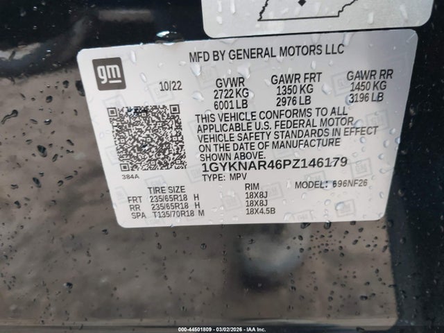 2023 Cadillac Xt5 Fwd Luxury მანქანა იყიდება აუქციონზე, vin: 1GYKNAR46PZ146179, აუქციონის ნომერი: 44501809