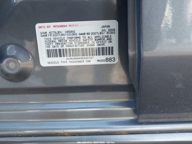 2009 MITSUBISHI LANCER JA3AU86W49U020727 Photo 8
