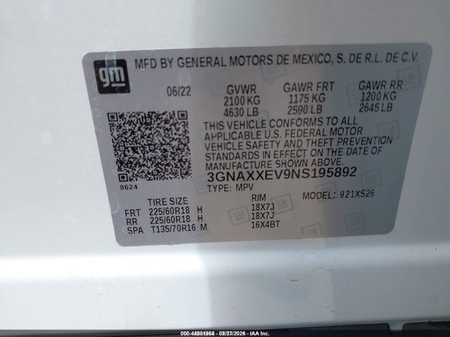 Chevrolet Equinox Awd Premier 2022 3GNAXXEV9NS195892 Image 9