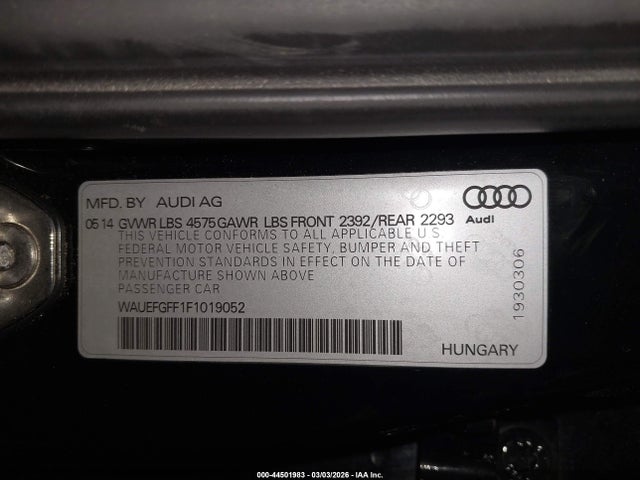 Продажа на аукционе авто 2015 Audi A3 2.0t Premium, vin: WAUEFGFF1F1019052, номер лота: 44501983