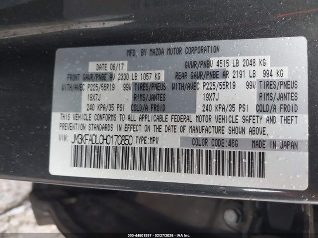 Aukcja sprzedaży 2017 Mazda Cx-5 Grand Touring, vin: JM3KFADL0H0170850, numer aukcji: 44501997