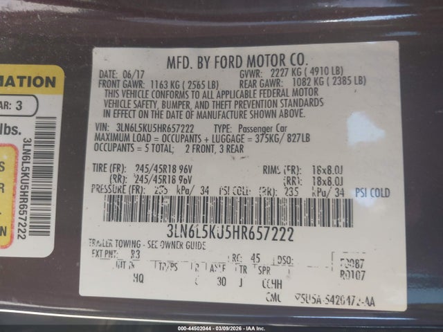 2017 LINCOLN MKZ HYBRID 3LN6L5KU5HR657222 Photo 8