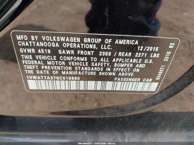 2016 VOLKSWAGEN PASSAT 1VWAT7A37GC019860 Photo 8