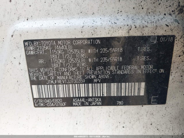 JTMJFREV1JJ730359 Toyota RAV4 SE
