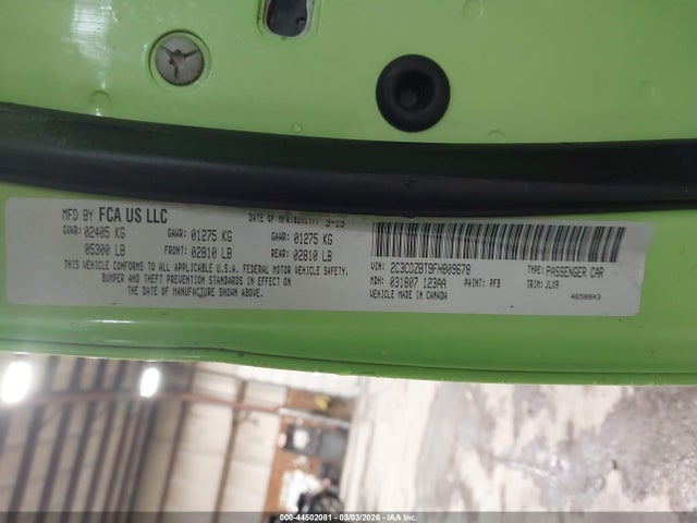 Продажа на аукционе авто 2015 Dodge Challenger R/t Plus, vin: 2C3CDZBT9FH809678, номер лота: 44502081