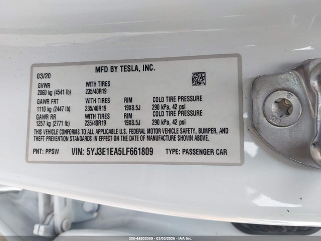 2020 TESLA MODEL 3 5YJ3E1EA5LF661809 Photo 8