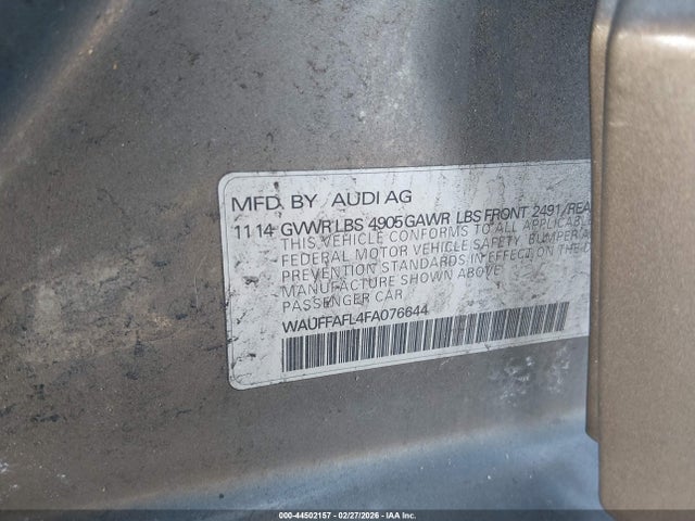 Продажа на аукционе авто 2015 Audi A4 2.0t Premium, vin: WAUFFAFL4FA076644, номер лота: 44502157