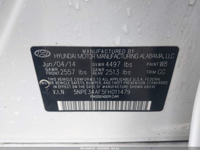 Aukcja sprzedaży 2015 Hyundai Sonata Limited, vin: 5NPE34AF5FH011479, numer aukcji: 44502167