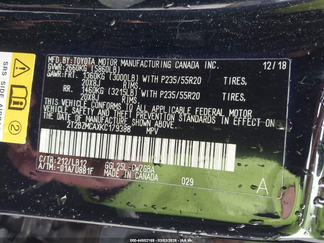 Aukcja sprzedaży 2019 Lexus Rx 350, vin: 2T2BZMCAXKC179386, numer aukcji: 44502169