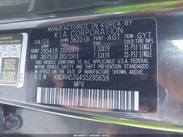 KNDRHDJG4S5295659 KIA Sorento Hybrid Ex