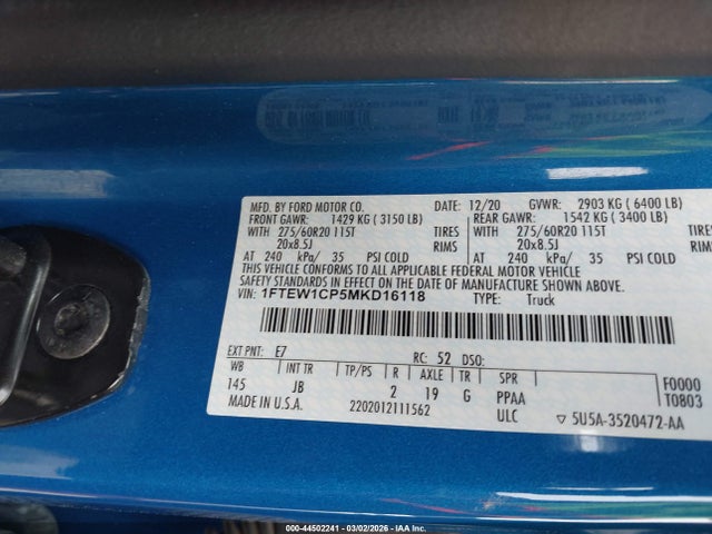 2021 FORD F-150 1FTEW1CP5MKD16118 Photo 8