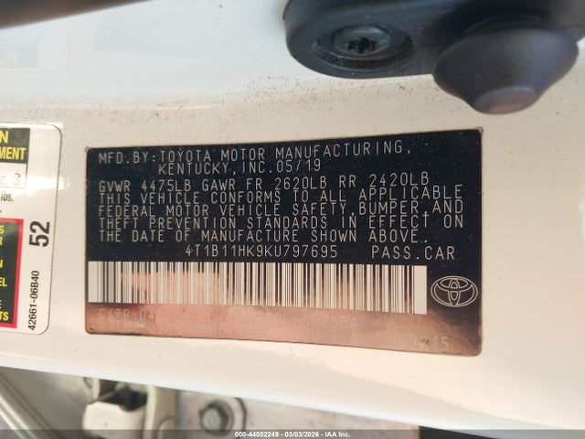 4T1B11HK9KU797695 Toyota CAMRY SE