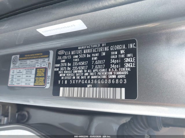 5XYPG4A36GG086803 KIA Sorento 2.4l L