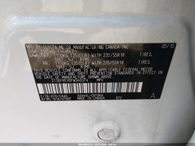 Toyota Rav4 Limited 2015 2T3DFREV0FW340374 Image 9