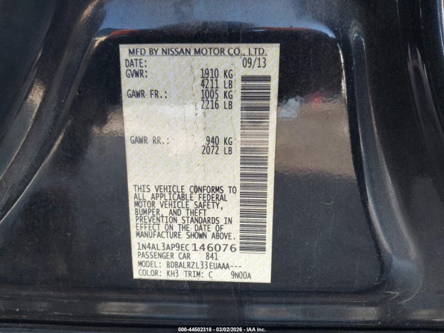 1N4AL3AP9EC146076 Nissan Altima 2.5 S
