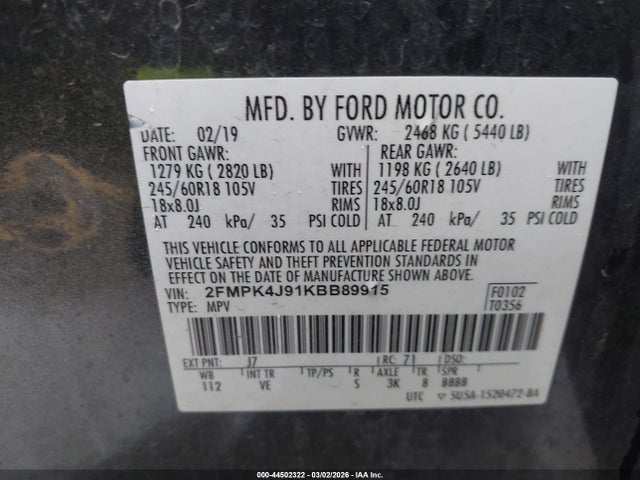 Ford EDGE SEL 2019 2FMPK4J91KBB89915 Image 9