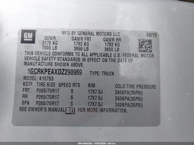 Aukcja sprzedaży 2013 Chevrolet Silverado 1500 Work Truck, vin: 1GCRKPEAXDZ290969, numer aukcji: 44502353