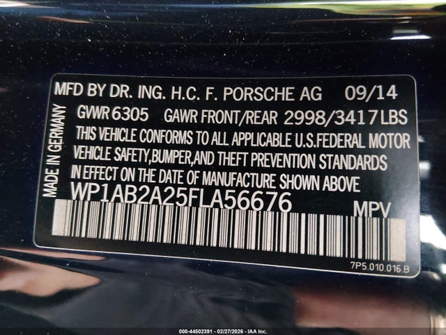 Продажа на аукционе авто 2015 Porsche Cayenne S, vin: WP1AB2A25FLA56676, номер лота: 44502391
