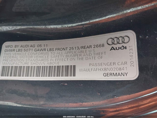 2011 AUDI A5 WAULFAFHXBN020841 Photo 8