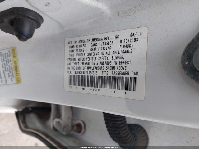 44502497 :رقم المزاد ، 19UUB2F55FA025975 vin ، 2015 Acura Tlx V6 Tech مزاد بيع