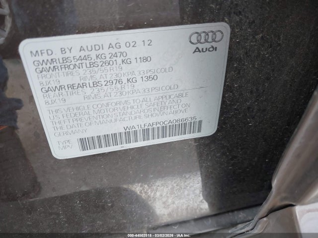 2012 AUDI Q5 WA1LFAFP0CA086635 Photo 8