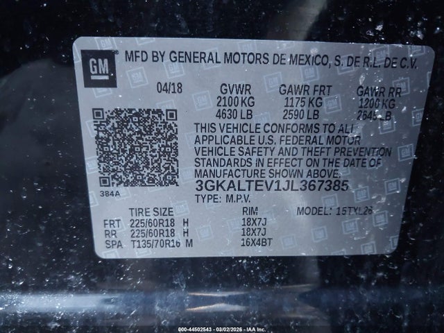 Продаж на аукціоні авто 2018 Gmc Terrain Sle, vin: 3GKALTEV1JL367385, номер лоту: 44502543