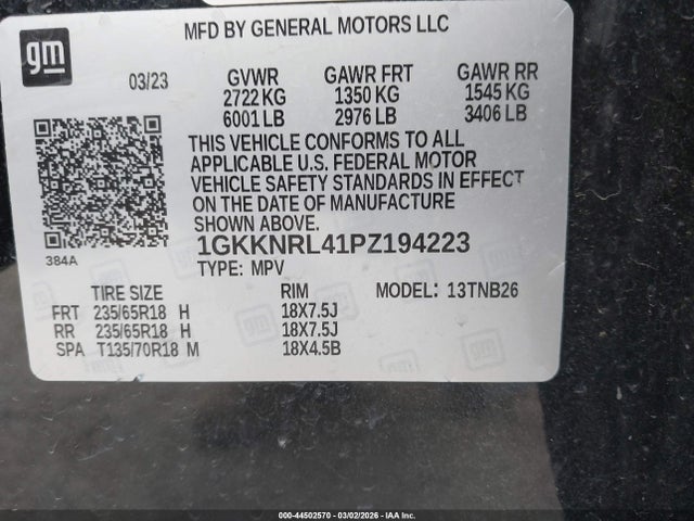 Продажа на аукционе авто 2023 Gmc Acadia Awd Sle, vin: 1GKKNRL41PZ194223, номер лота: 44502570