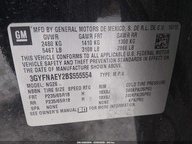 2011 CADILLAC SRX 3GYFNAEY2BS555554 Photo 8