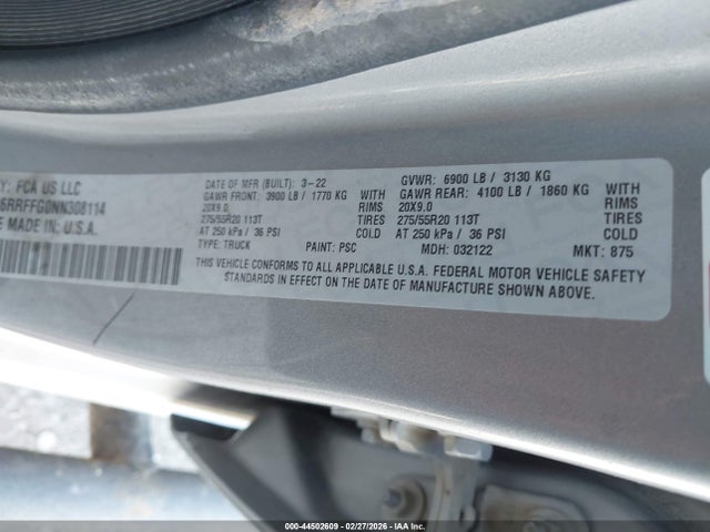 2022 RAM 1500 1C6RRFFG0NN308114 Photo 8