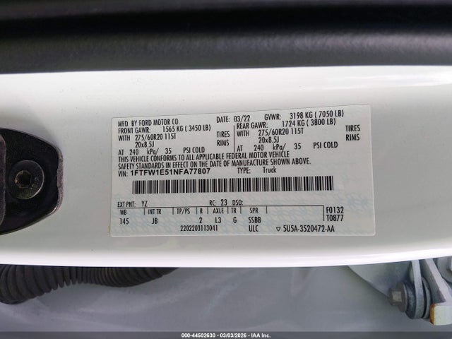 2022 FORD F-150 1FTFW1E51NFA77807 Photo 8