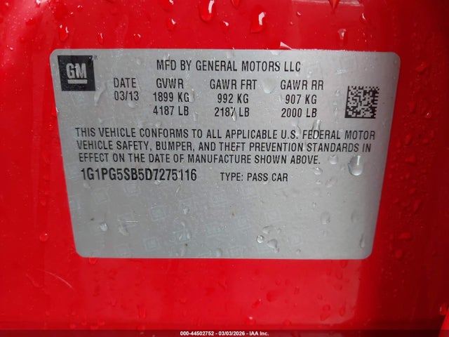 2013 CHEVROLET CRUZE 1G1PG5SB5D7275116 Photo 8