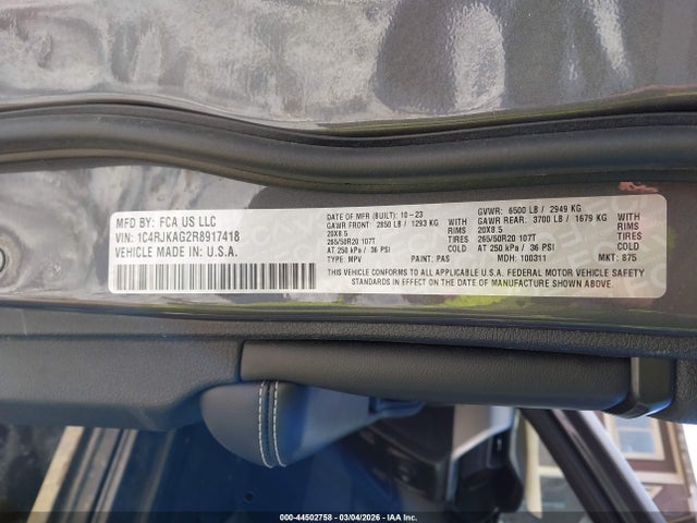 Продаж на аукціоні авто 2024 Jeep Grand Cherokee L Altitude X 4x4, vin: 1C4RJKAG2R8917418, номер лоту: 44502758